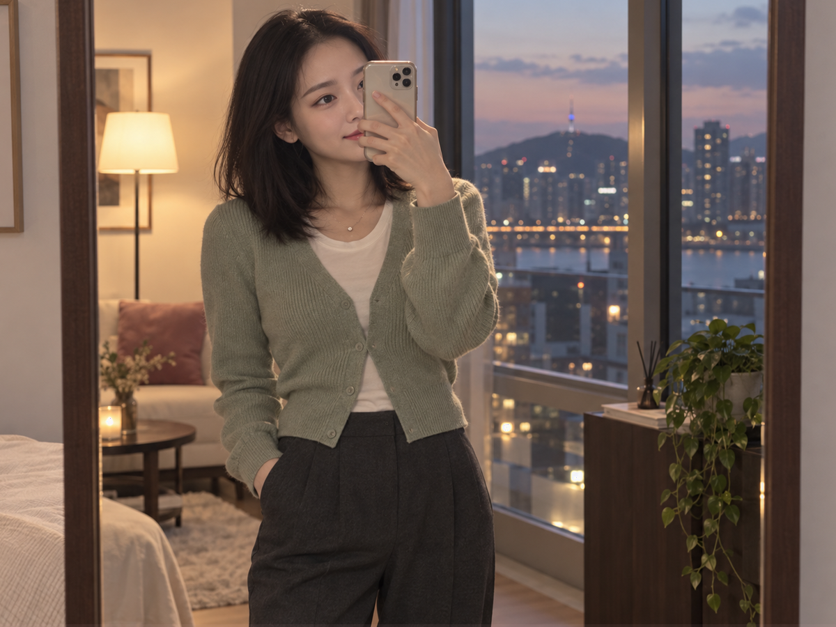 인천광역시 검단구 이동과 방문 일정을 안내하는 젊은 성인 한국 여성 관리사